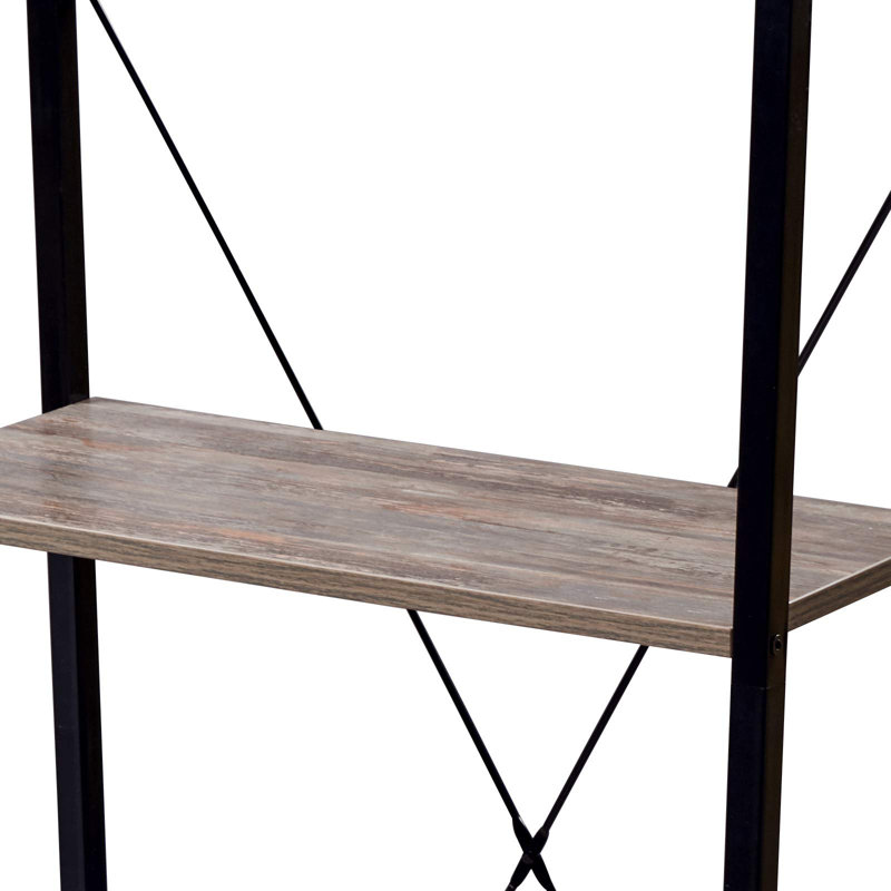 Derizzo 148cm H x 60cm W Steel Etagere Bookcase, 	Black/Rustic Wood