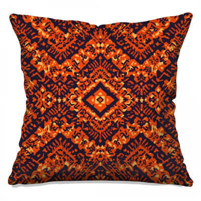 Orange Tribal Motif Double Sided Throw Pillows