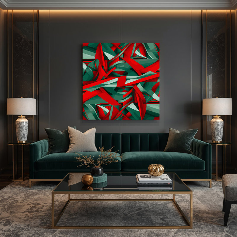 Art mural sur toile rouge Op Art 61, H 32 po x l 32 po
