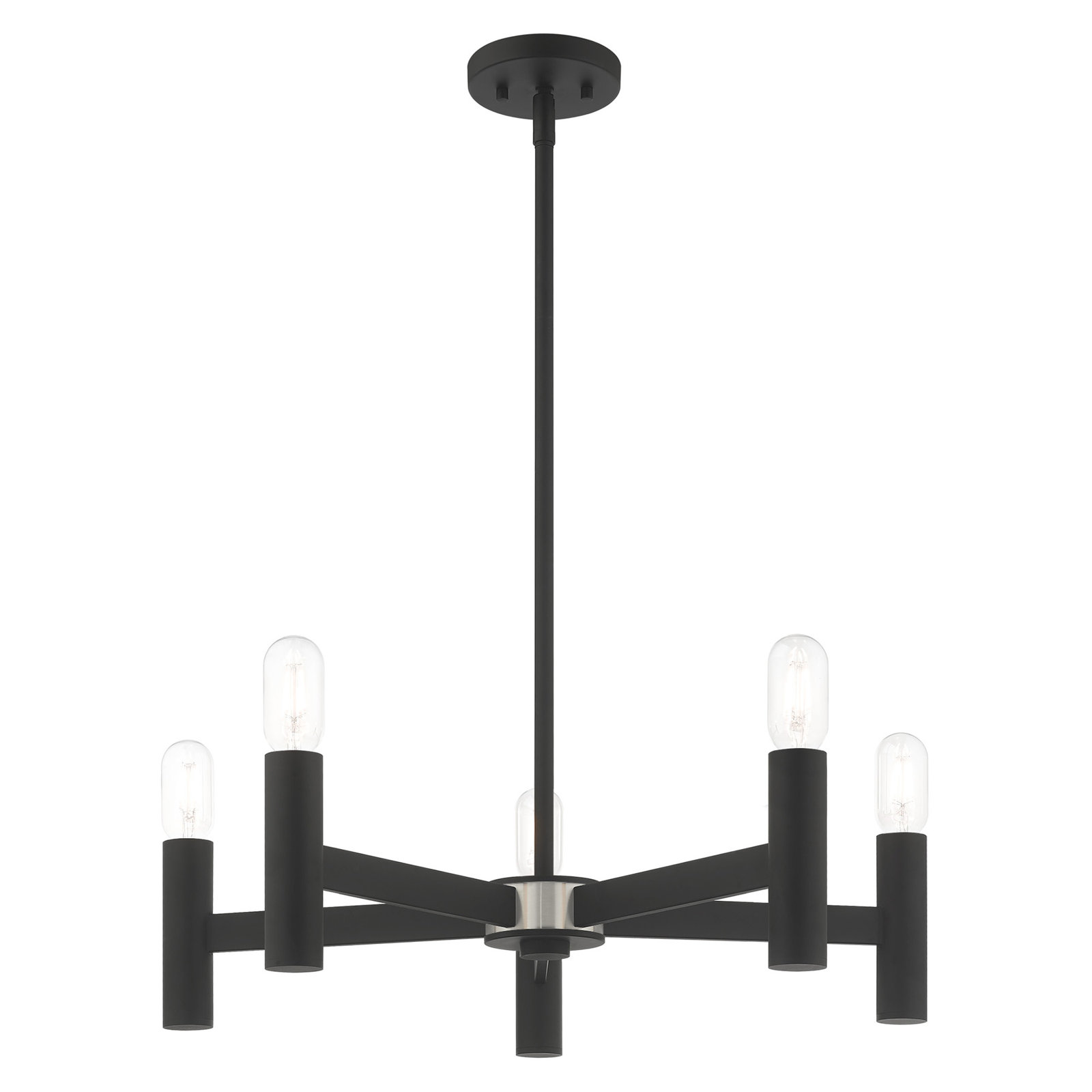 Martella 5 - Light Candle Style Classic / Traditional Chandelier, Black, 6" H x 25" W x 25" D