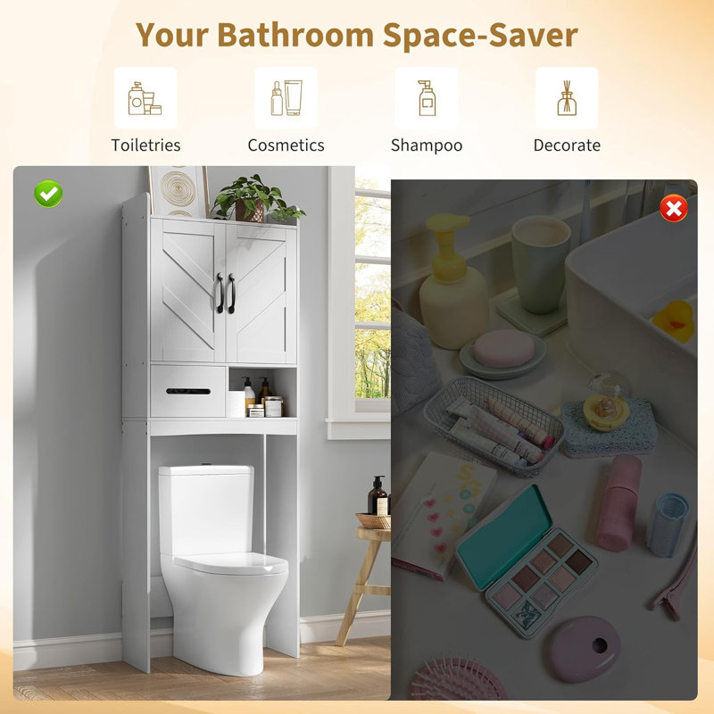 Support de toilette pour salle de bain, Blanc