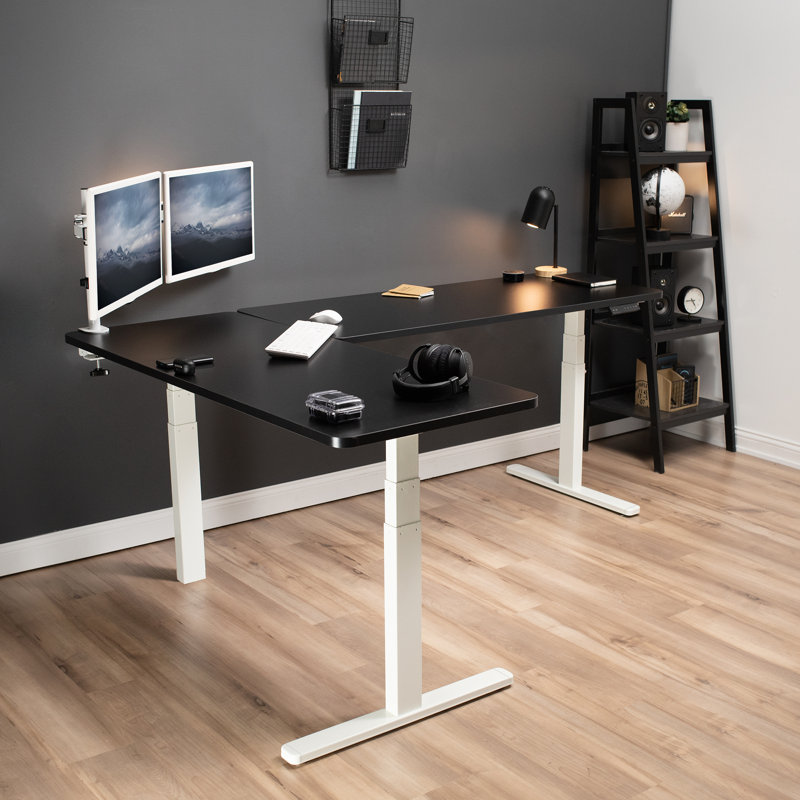 Bureau en coin électrique 83 "x 60", Noir / blanc