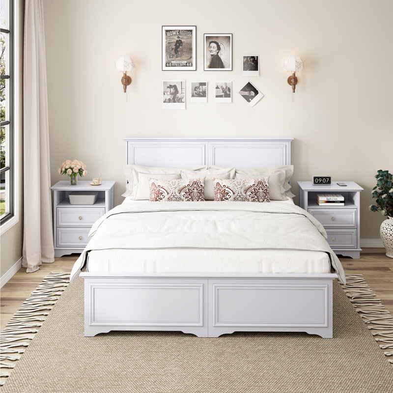 Grand lit classique avec rangement Classic, Blanc