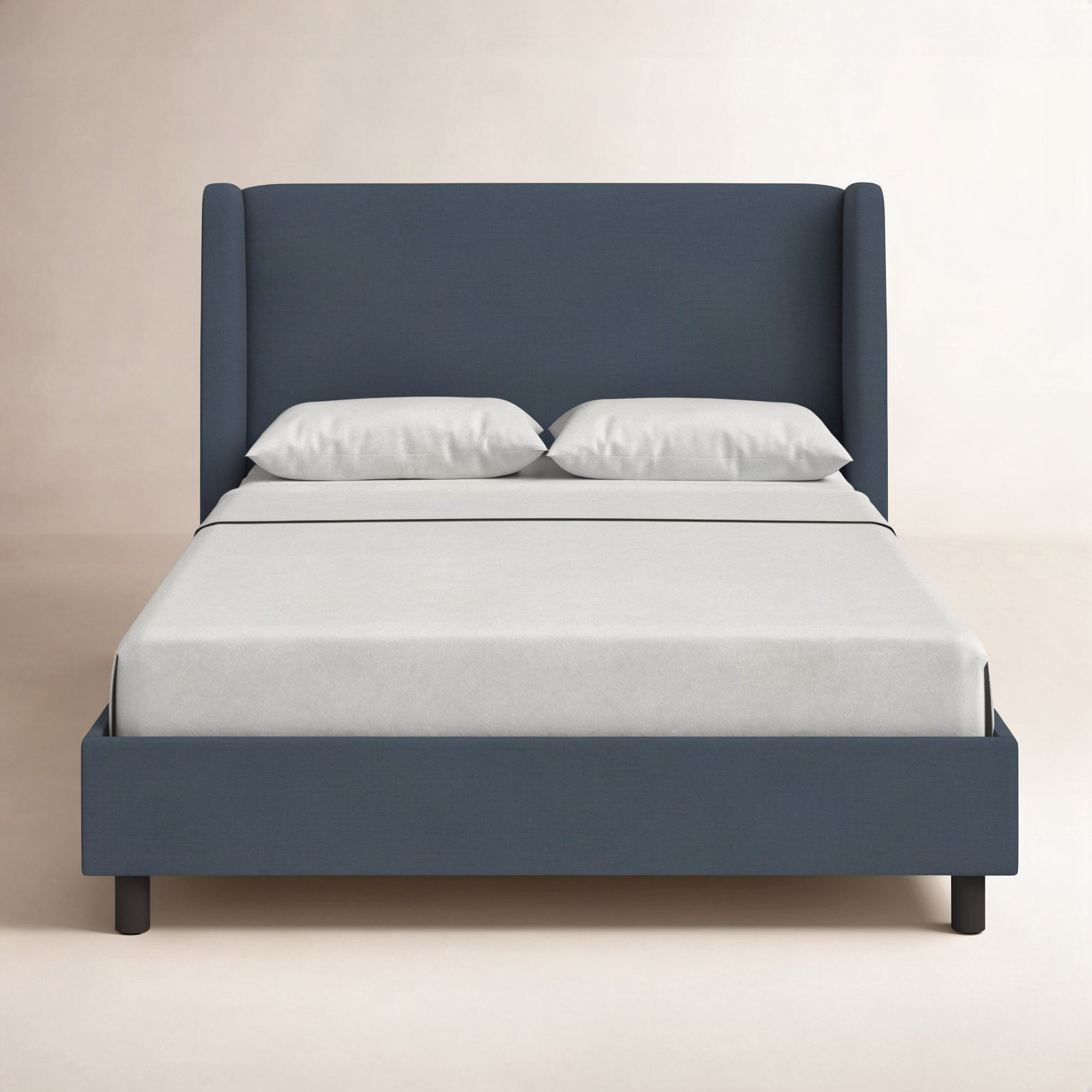 Tilly Linen Upholstered Wingback Bed, California King, Classic Navy Linen
