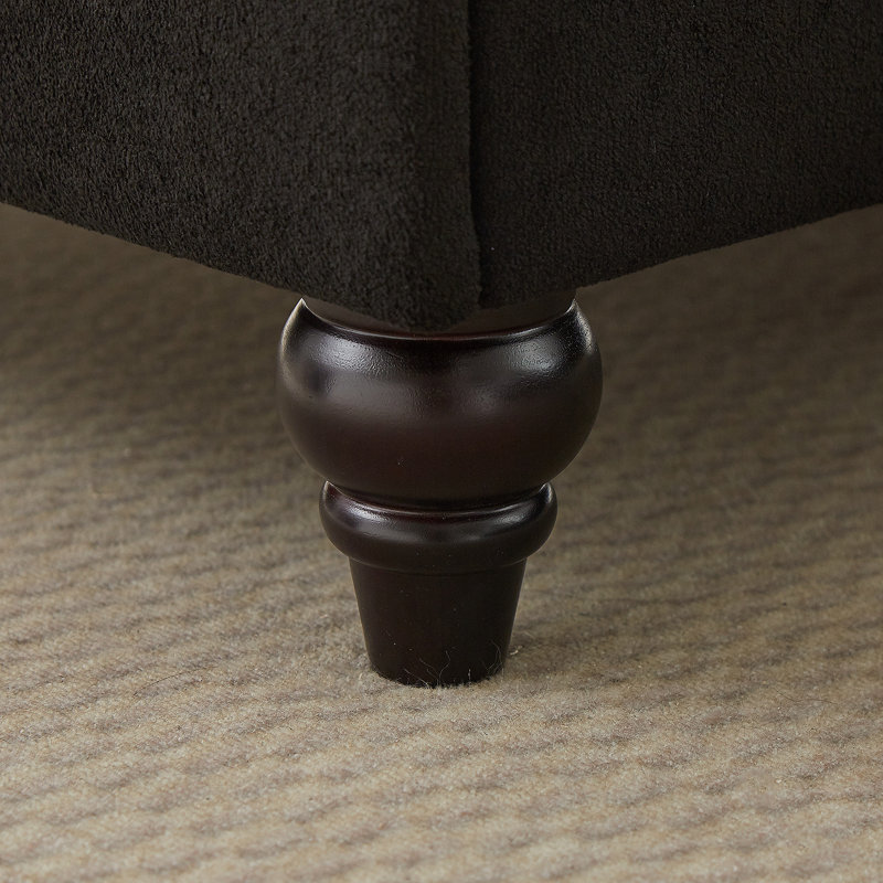 Charmant canapé trois pièces en chenille avec tirette et pieds en bois pour diverses pièces, Noir