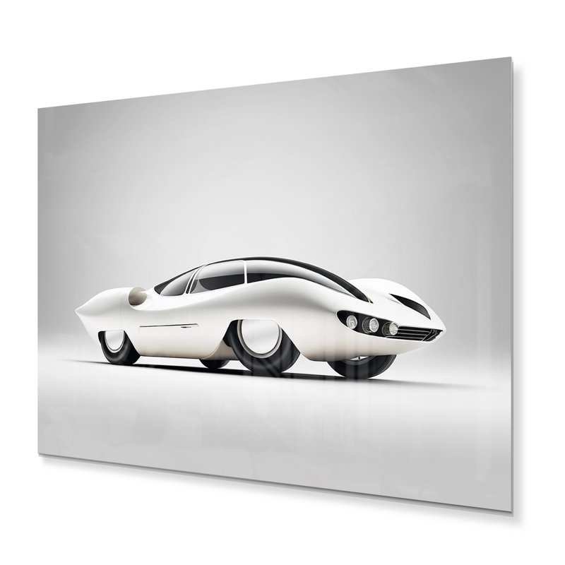 Conception de voiture de sport visionnaire en noir et blanc III - Voiture murale en métal exotique - MT81902