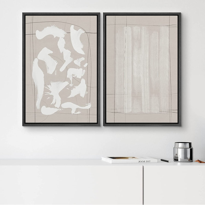Ensemble de 2 peintures encadrées sur toile, Noir, H 24 po x l 32 po x P 1,5 po