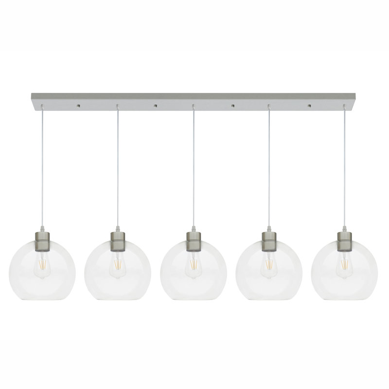 Luminaire suspendu linéaire en acier inoxydable 5 lumières, Acier Inoxydable