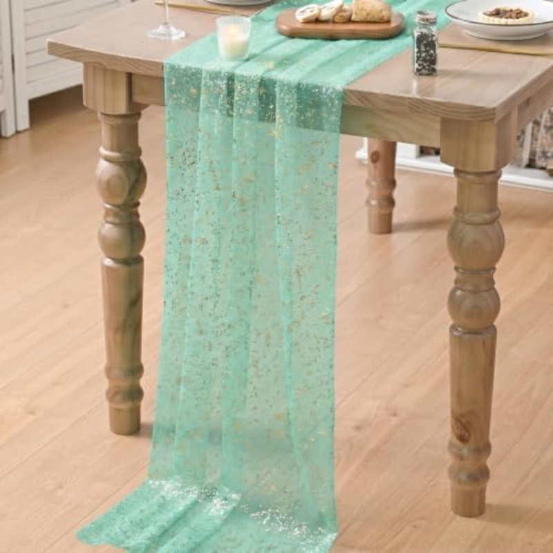 6 pièces de chemin de table en gaze turquoise or 10 pi
