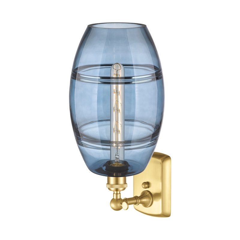 Applique murale en acier Bettylou, Or satiné, Bleu princesse, H 10,88 po x l 8 po x P 8,13 po