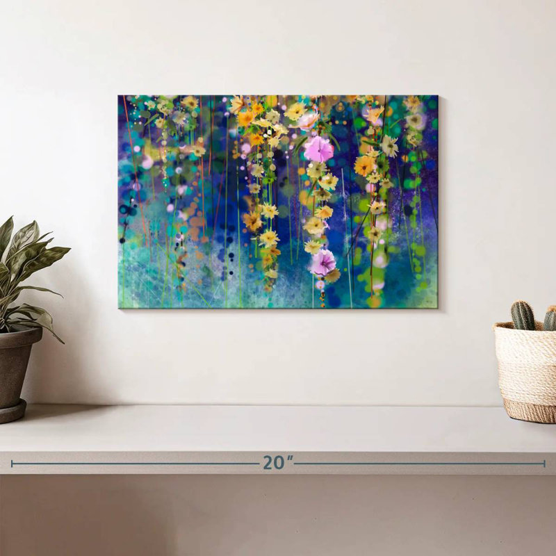 Harnek suspendu à motif floral abstrait, H 8 po x l 12 po