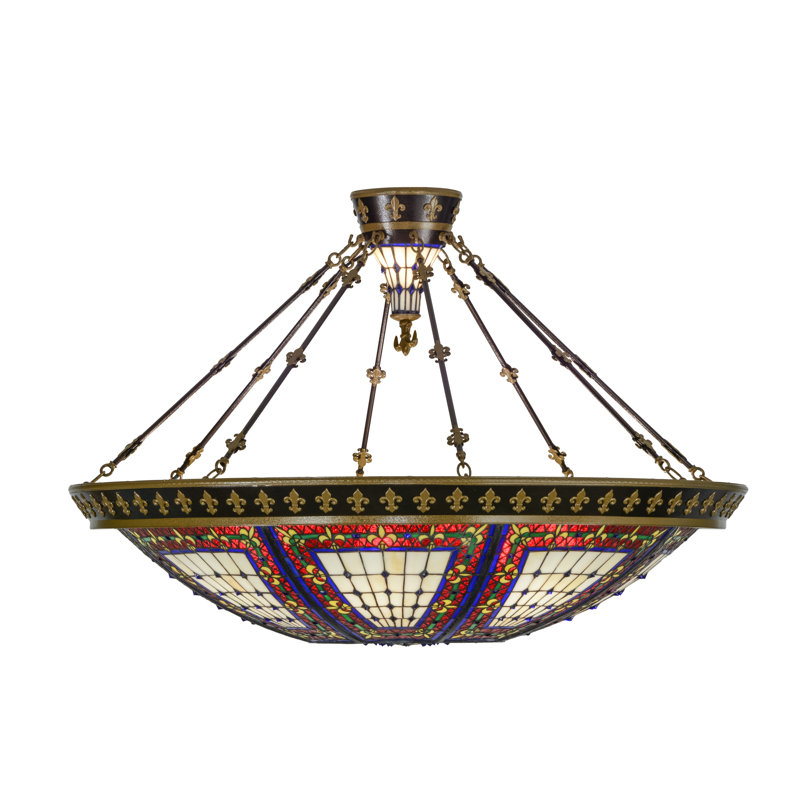 45" Multicolor Glass and Nickel Globe Pendant Light