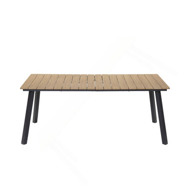 Table de salle à manger extérieure pliante pour 4 à 6 personnes, structure en acier avec trou de parasol pour patio, jardin, cour, terrasse, bord de piscine