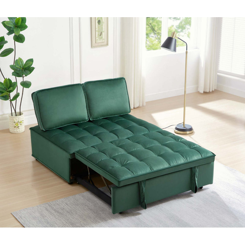 Canapé-lit, Velours vert
