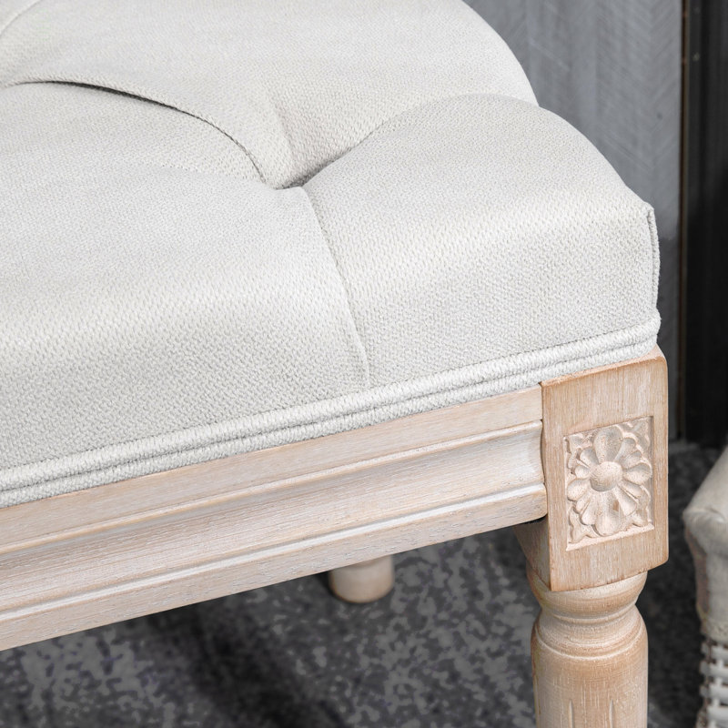 Banc de lit 32 po, banc de chambre rembourré, blanc crème