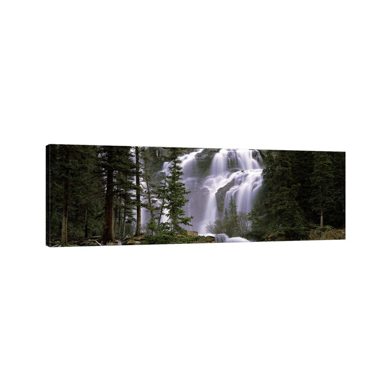 Waterfall In A Forest, Banff, Alberta, Canada - Wrapped Canvas Panoramic Print, 121.92 cm H x 40.64 cm W x 1.91 cm D
