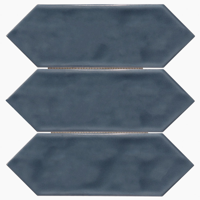 4" x 12" Porcelain Brick Joint Mosaic Wall & Floor Tile, Blue