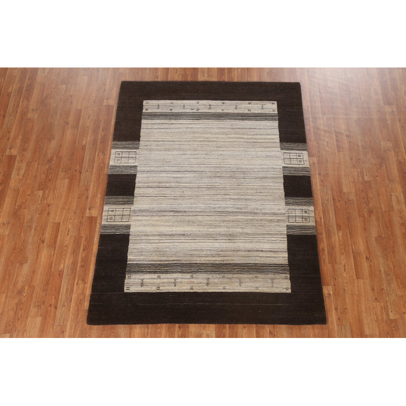 One-of-a-Kind 4'11" x 6'6" Rectangle Wool Area Rug in Beige and Black