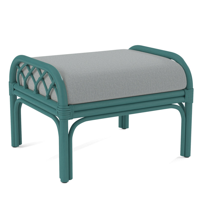 Edgewater Ottoman, Light Blue Performance Fabric; 0851-55, Flax