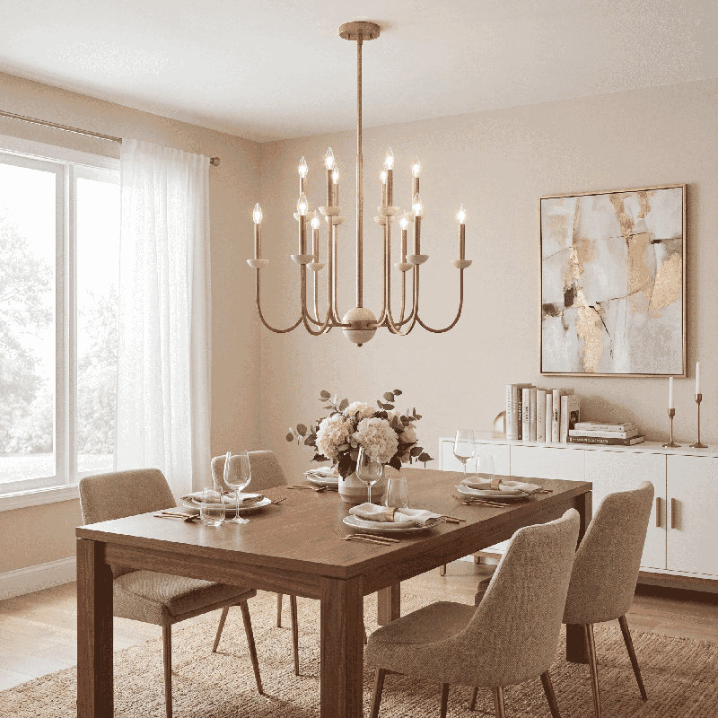 Oakhurst 12-Light Chandelier in Antique Gold, 12, 25"H x 30"W x 30"D