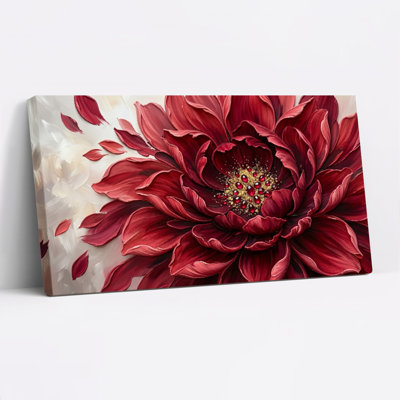Red Flower Canvas Wall Art Oil Painting Print Set Of 1