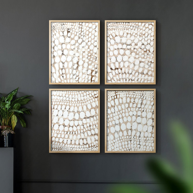 Fan Brush I Framed Print - Set of 4, 10" H x 32" W