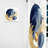 Merity Dark Blue, Gold Abstract Circle Texture I - Modern Velvet Curtain - Room Darkening - 1 panel-881613688