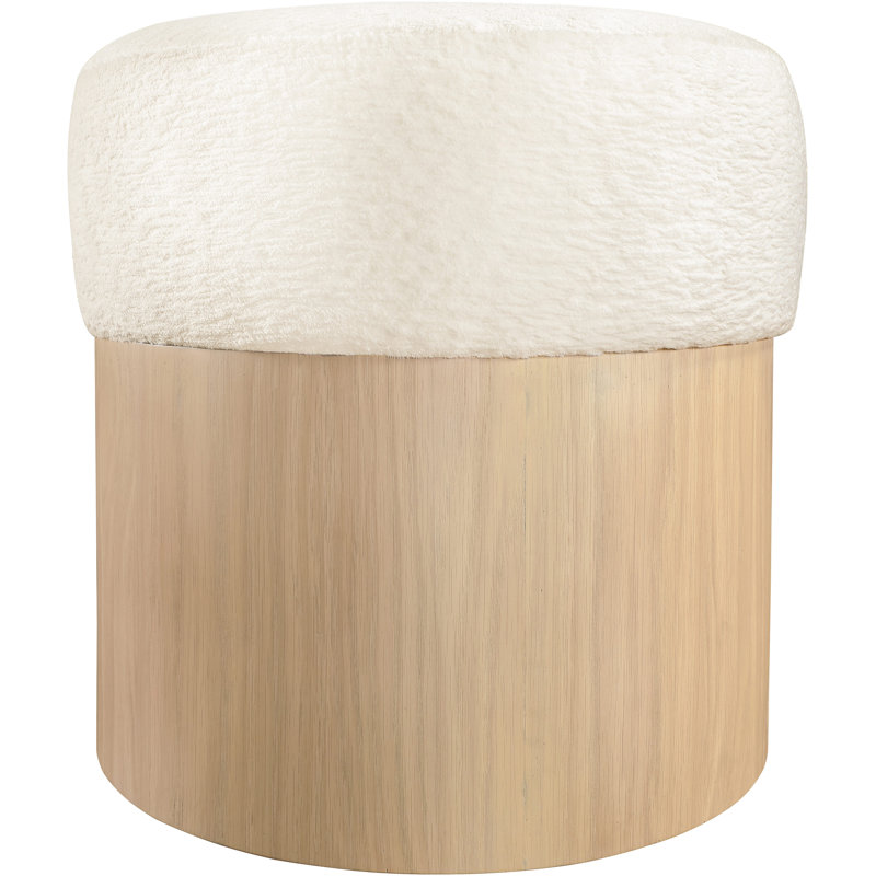 Repose-pieds / tabouret Asai, Tissu velours crème, Naturel