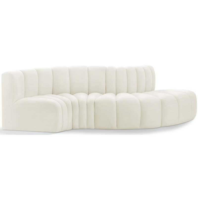 Houssam Upholstered Curved Sectional Reversible, Cream Velvet