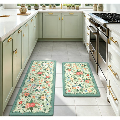 Ensemble de tapis de cuisine anti-fatigue antidérapant 2 pièces, 17 x 47 et 17 x 29, maison de campagne