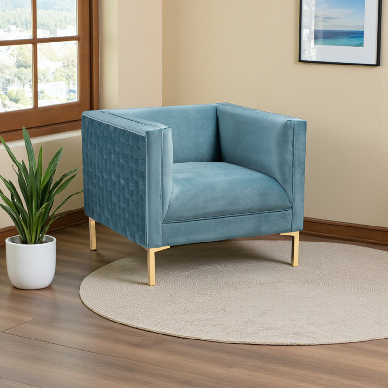 Kova Velvet Armchair, Light Blue