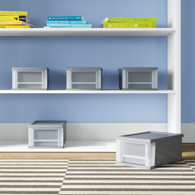Wayfair Basics® Alina Stackable Storage Bin W/ Drawer, Grey