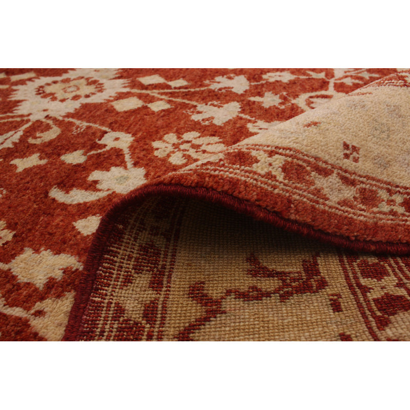 Tapis de la surface en laine rouge/beige 3 pi 2 po x 6 pi 7 po one-of-kind à la main noué la chobi Ofarrell
