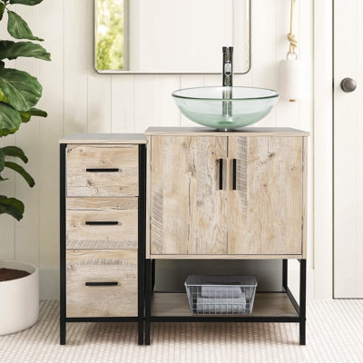 Conrado 36" Single Bathroom Vanity Set with Glass Sink Top