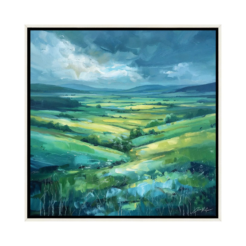 Irish Hills and Vallys - reproduction d'art murale encadrée, Blanc patiné, Reproduction encadrée sans passe-partout