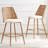 Rattan Counter Height Bar Stools Set Of 2, 26" Boucle Fabric Upholstered Barstools With Pe Rattan Cane Back, Bar Chairs Counter Stools For Kitchen Island,beige White