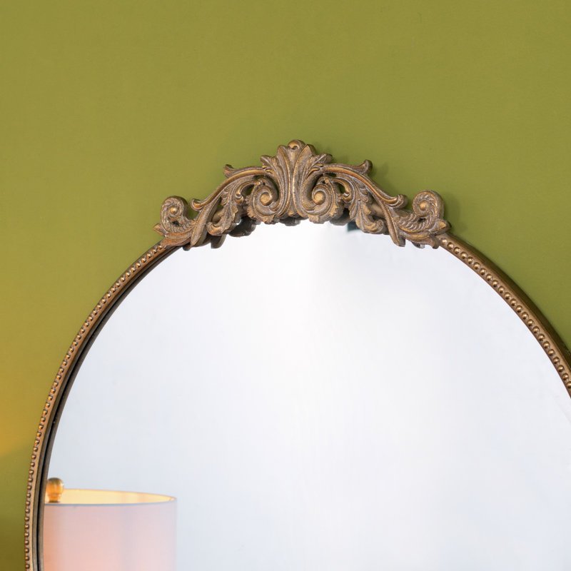  Miroir rond, miroir mural avec cadre en métal pour salle de bain, miroir, Doré, 38,52 po x 36,02 po