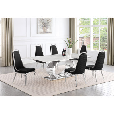 Bankston Marble Top Pedestal Dining Set