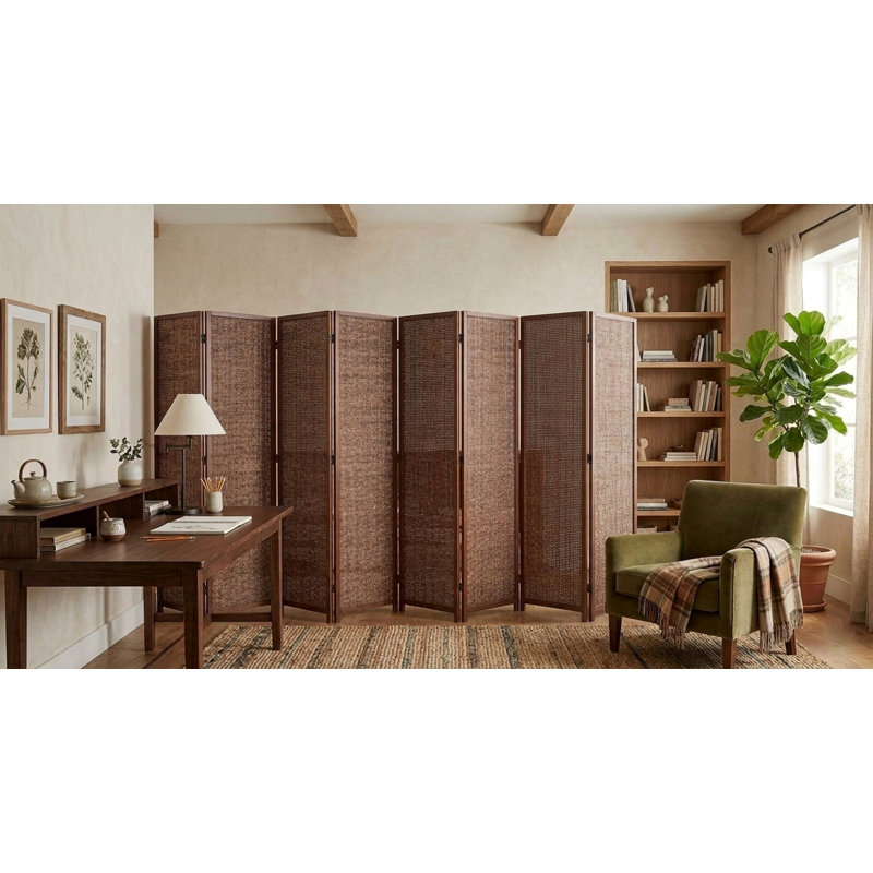 Paravent en bois massif Akridge, Brun, 8