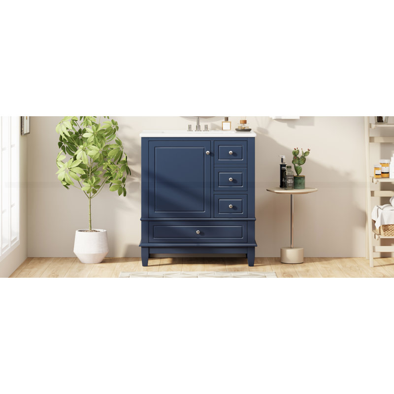 Meuble-lavabo 30 po avec lavabo, Bleu