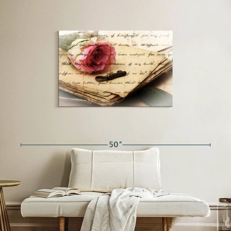 Hardie rose sur vieilles lettres, H 24 po x l 36 po