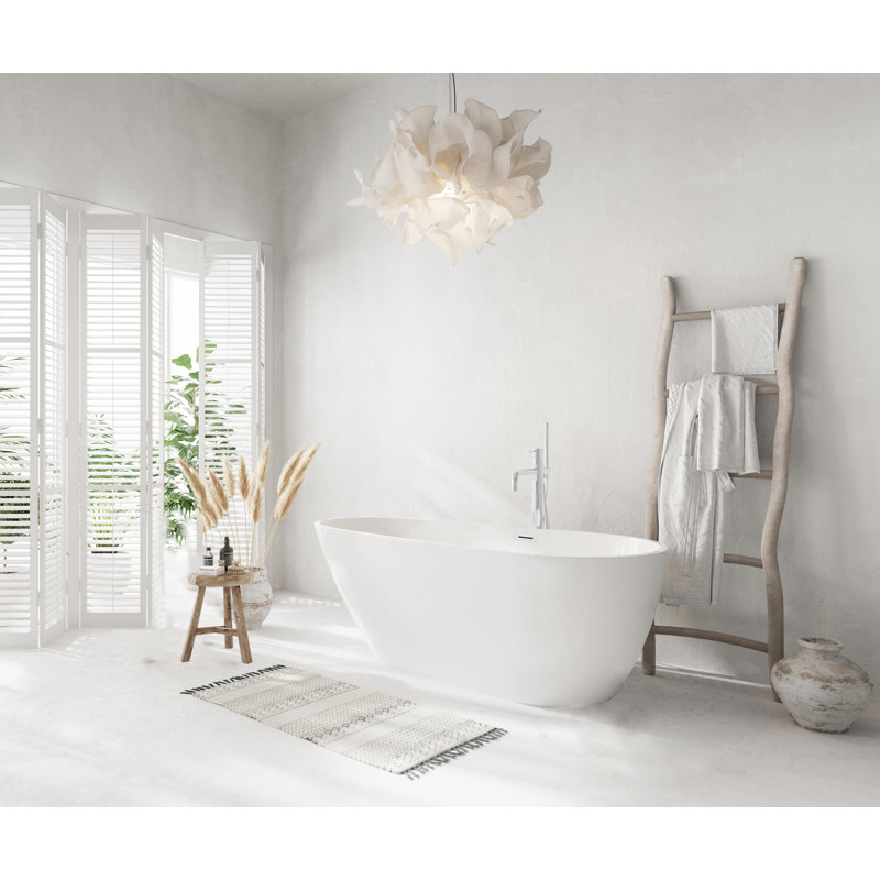 Baignoire 59 po en blanc brillant avec bordure 59 po, Chrome