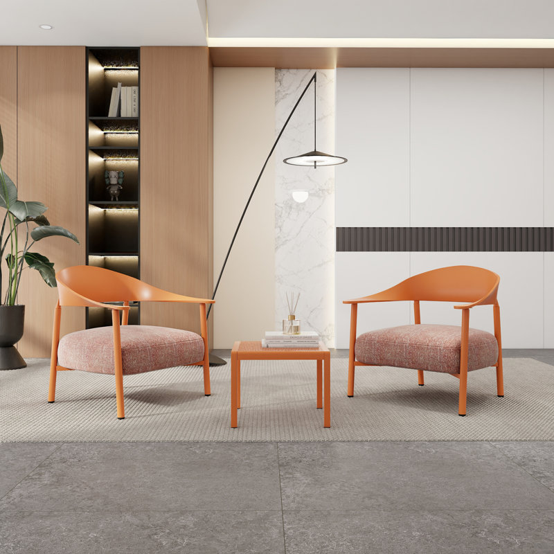 Ensemble de chaises d'appoint modernes 2 pièces avec table basse - ensemble de canapés en PP, Brun abricot