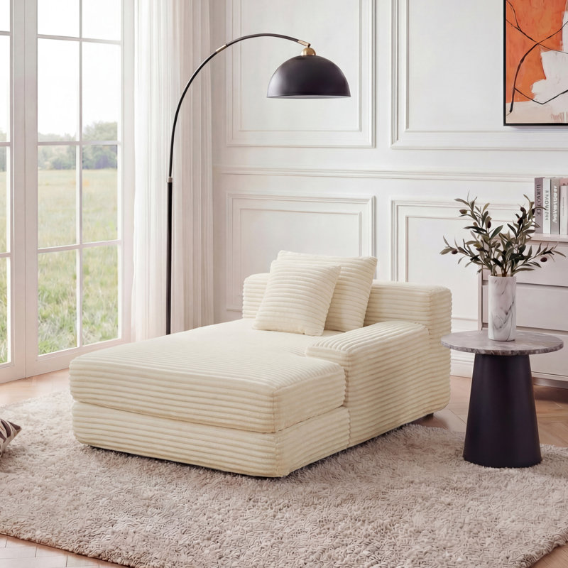 Très grande chaise longue d'intérieur Eliam, Beige