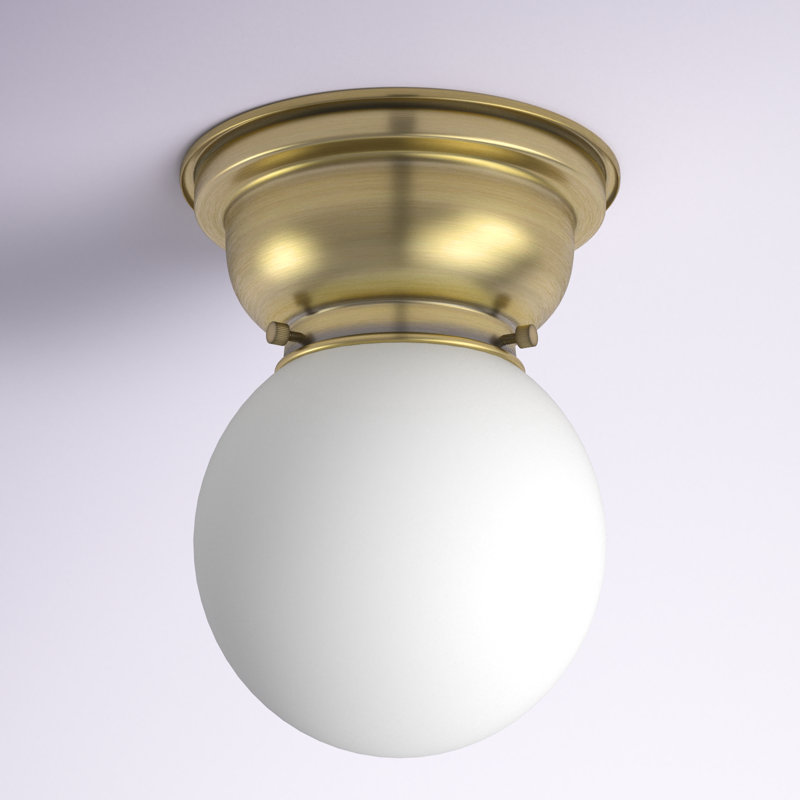 Plafonnier encastré en verre Lorri, Laiton antique, Blanc mat, Ampoule non incluse