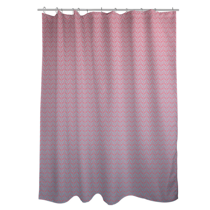 Rideau simple art déco, Rose / rayures bleues 2