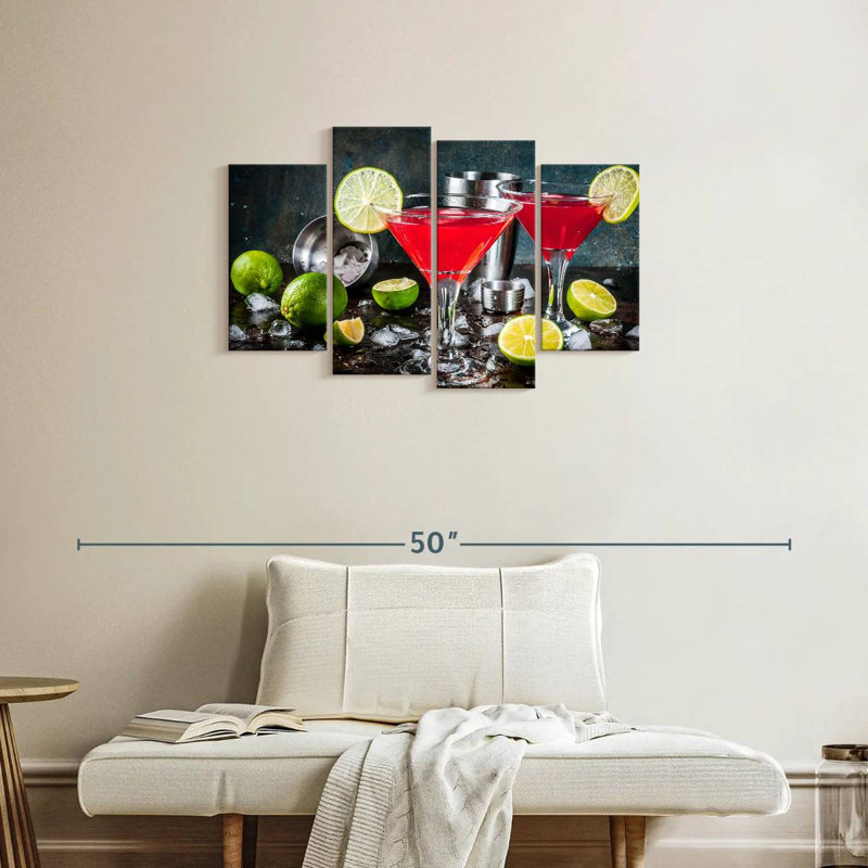 Yarlin - Martini rouge cocktails, H 22 po x l 36 po