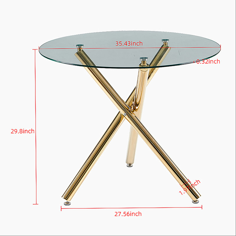 Ensemble de salle à manger 1 + 4,5 pièces, table de salle à manger de style Mid-Century pour 4 à 6 personnes avec plateau en verre, table de salle à manger à piédestal, table basse de loisirs.