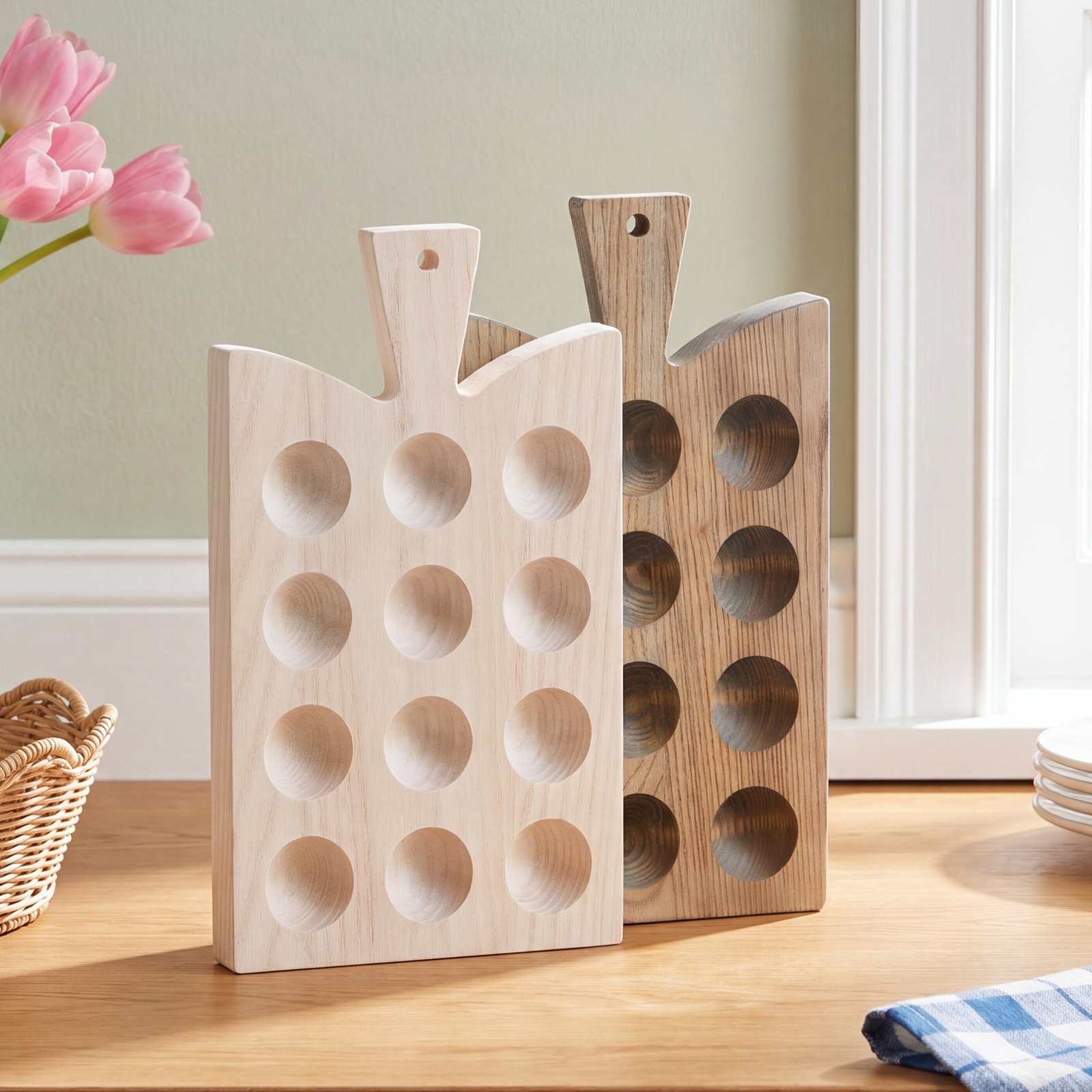 Araucana Paddle Wood Egg Platter, White