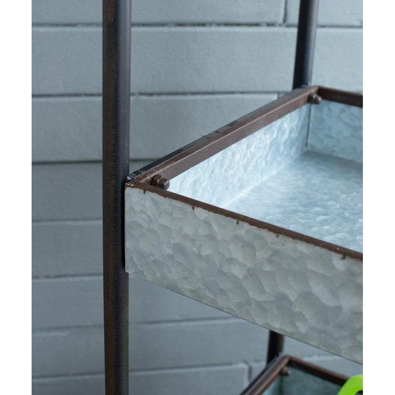Manreet 35'' W Iron Shelving Unit with Wheels